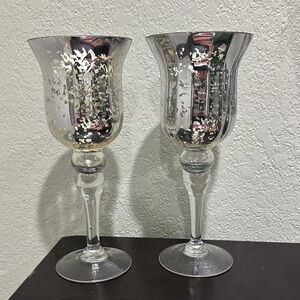 Silver Glass Candle Holders
